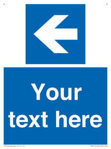 Custom Directional signage blue up left arrow 